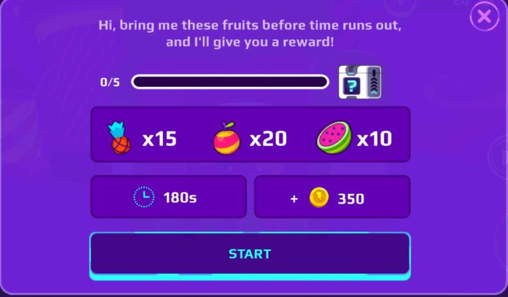 Collect Fruits to get Gems and coins in PK XD